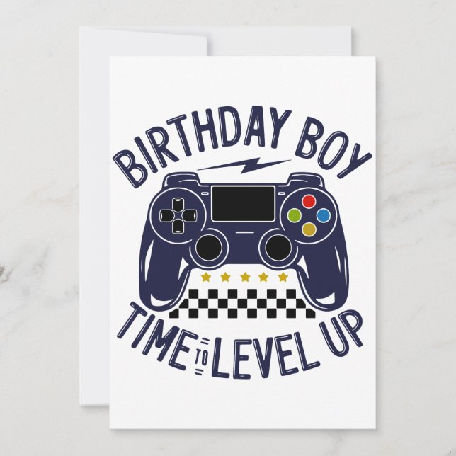 Birthday Boy Time to Level Up Invitation (Front)