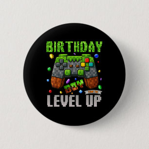 Birthday Boy Time To Level Up Pixel Birthday Gamer 6 Cm Round Badge