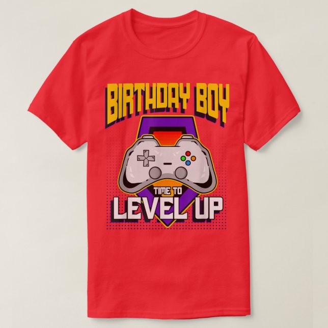 Birthday Boy Time to Level Up Retro Video Game Ann T-Shirt (Design Front)