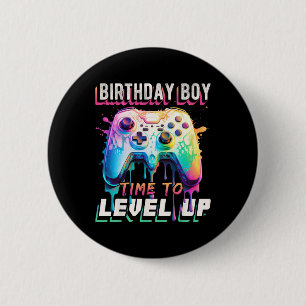 Birthday Boy Time To Level Up Video Game Birthday 6 Cm Round Badge