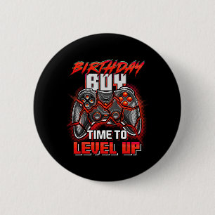 Birthday Boy Time To Level Up Video Game Birthday 6 Cm Round Badge