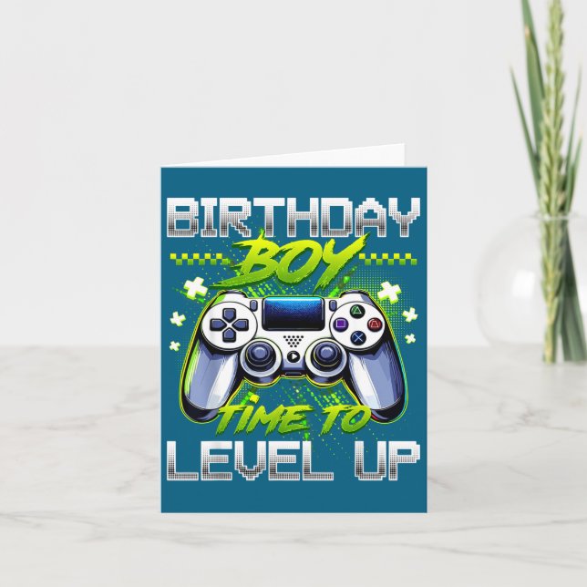 Birthday Boy Time To Level Up Video Game Birthday  Card (Front)