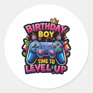 Birthday Boy Time To Level Up Video Game Birthday Classic Round Sticker