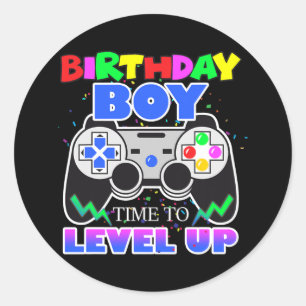 Birthday Boy Time to Level Up Video Game Birthday Classic Round Sticker