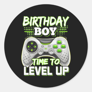 Birthday Boy Time To Level Up Video Game Birthday Classic Round Sticker