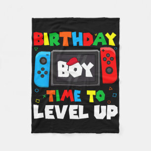 Birthday Boy Time To Level Up Video Game Birthday Fleece Blanket