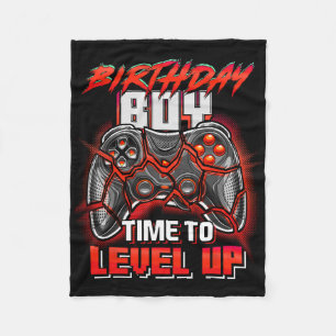 Birthday Boy Time To Level Up Video Game Birthday Fleece Blanket