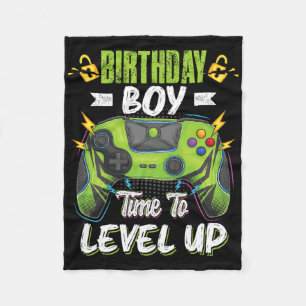 Birthday Boy Time To Level Up Video Game Birthday Fleece Blanket