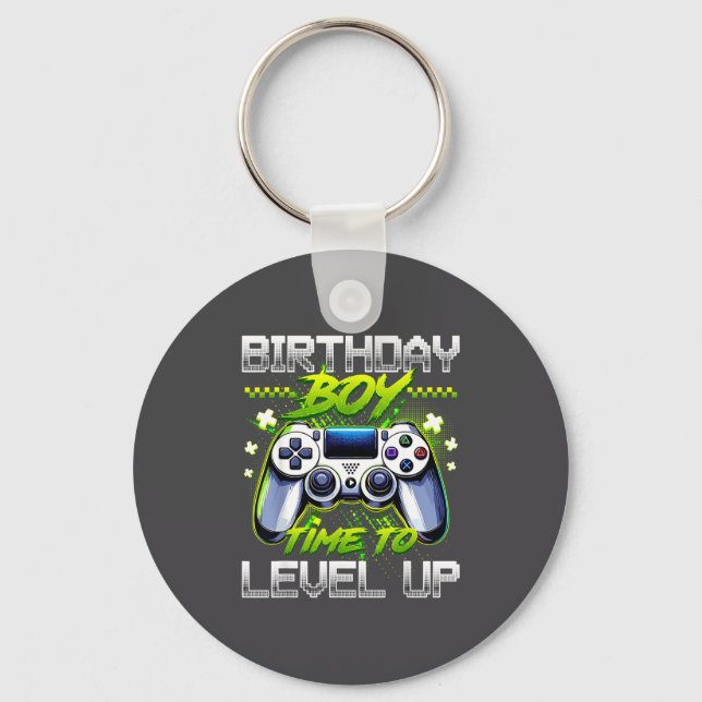 Birthday Boy Time To Level Up Video Game Birthday  Key Ring (Front)