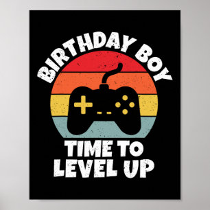 Birthday Boy Time To Level Up Video Game Birthday  Poster