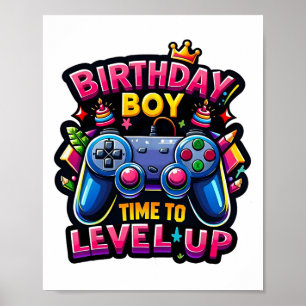 Birthday Boy Time To Level Up Video Game Birthday  Poster