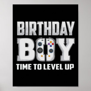 Birthday Boy Time To Level Up Video Game Birthday  Poster