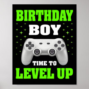 Birthday Boy Time To Level Up Video Game Birthday Poster