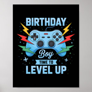 Birthday Boy Time To Level Up Video Game Birthday Poster
