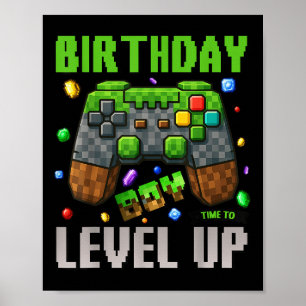 Birthday Boy Time To Level Up Video Game Birthday  Poster