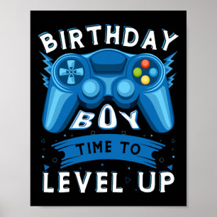 Birthday Boy Time To Level Up Video Game Birthday Poster