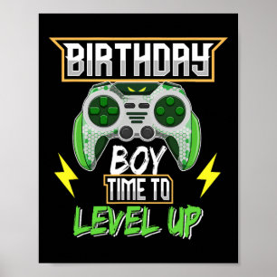Birthday Boy Time To Level Up Video Game Birthday Poster