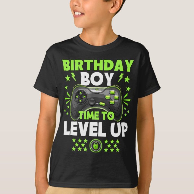 Birthday Boy Time to Level Up Video Game Birthday T-Shirt (Front)