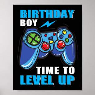 Birthday Boy Time To Level Up Video Game Boys  Poster