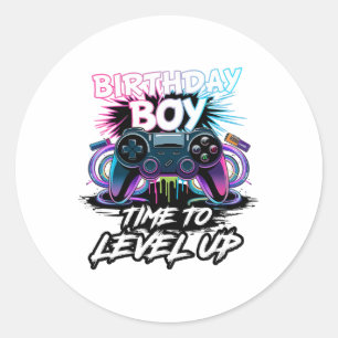 Birthday Boy Time To Level Up Video Game For Boys  Classic Round Sticker