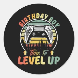 Birthday Boy Time To Level Up Video Games Gamer Bi Classic Round Sticker