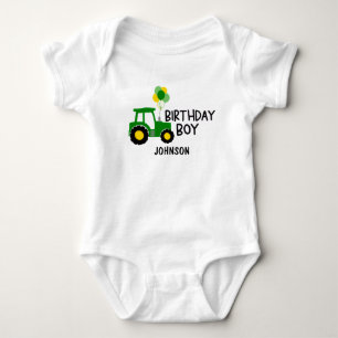 Birthday boy tractor baby bodysuit