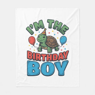 Birthday Boy Turtle Vintage Party Shirt Design_1 Fleece Blanket