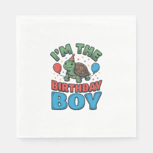 Birthday Boy Turtle Vintage Party Shirt Design_1 Napkin
