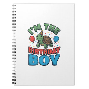 Birthday Boy Turtle Vintage Party Shirt Design_1 Notebook