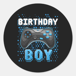 Birthday Boy Video Game Controller Birthday Gamer Classic Round Sticker