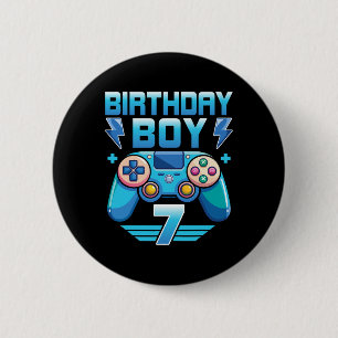 Birthday Boy Video Gamer 7th Birthday Party 7 Year 6 Cm Round Badge