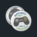 Birthday Boy Video Games Themed Party 6 Cm Round Badge<br><div class="desc">Personalise with your child's name and text of your choice.</div>