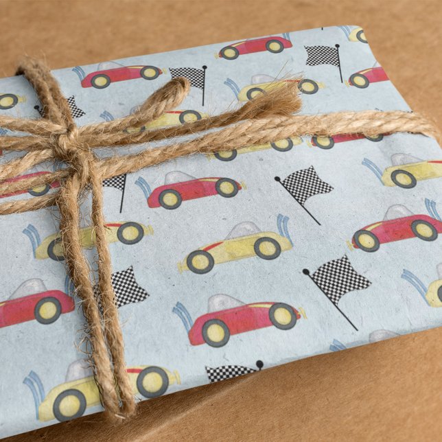 Birthday Boy Whimsical Race Cars Cute Party  Tissue Paper (Creator Uploaded)
