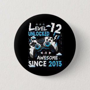 Birthday Boys Level 12 Unlocked 12 Years Old Video 6 Cm Round Badge