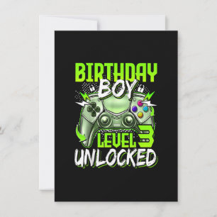 Birthday Boys Level 3 Unlocked Video Gamer Birthda Invitation