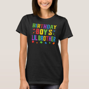 Birthday Boy's Little Brother Blocks Master Brick T-Shirt