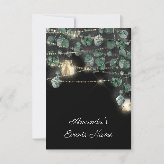 Birthday Bridal Shower Light Jar Rustic Black Invitation (Back)