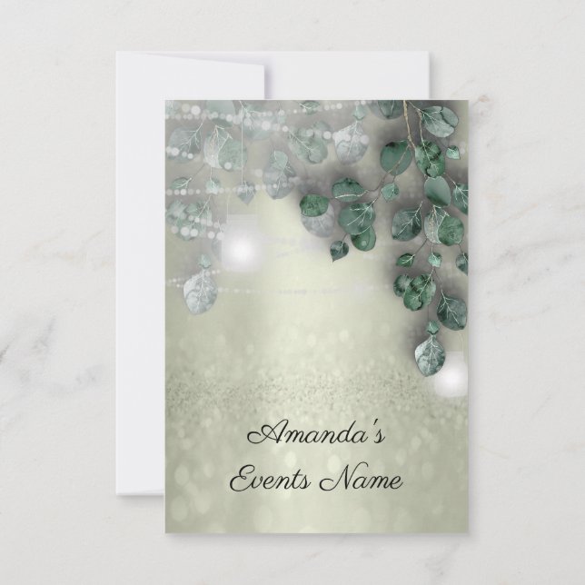 Birthday Bridal Shower Light Jar Rustic Greenery Invitation (Back)