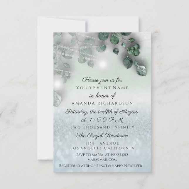 Birthday Bridal Shower Light Jar Rustic Smoky Blue Invitation (Front)