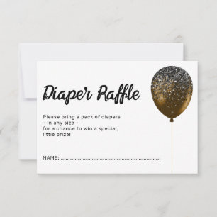 Birthday Bronze Glamourous Balloon Diaper Raffle Invitation