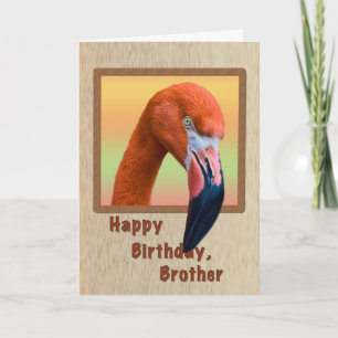 Birthday, Brother, Flamingo Bird Card