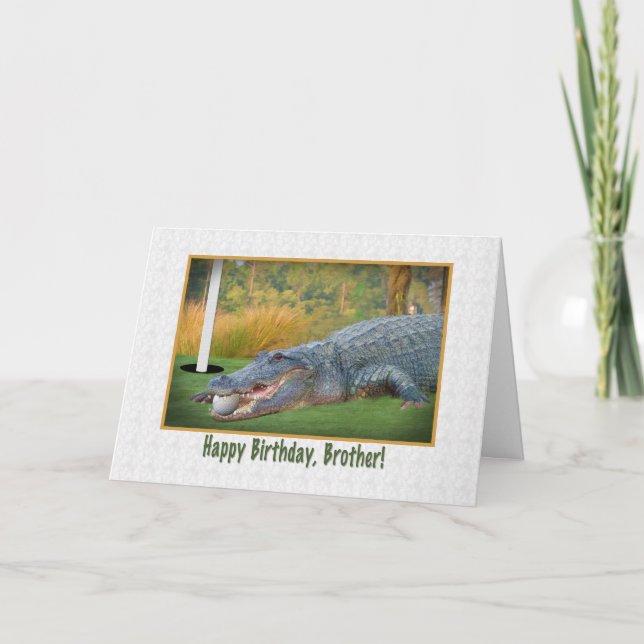 Birthday, Brother, Golf, Alligator Card (Front)