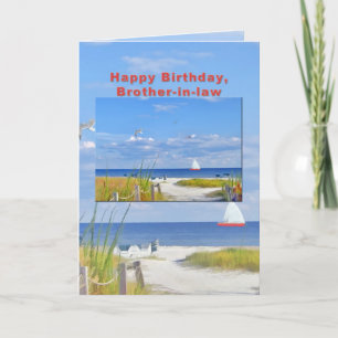 Birthday, Brother-in-law, Beach and Ocean Card