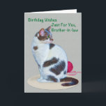 Birthday, Brother-in-law, Green-Eyed Cat Card<br><div class="desc">A green-yed cat and a ball of spun help you celebrate the anniversary special. Feel free to change the inside verse to suit your needs.</div>