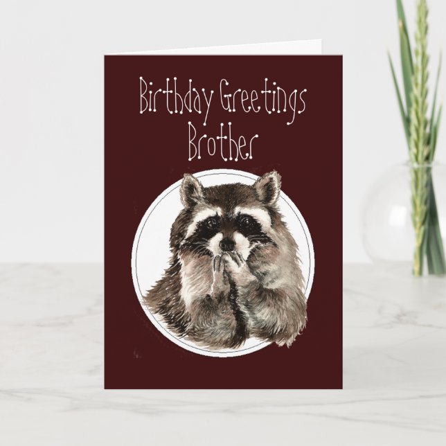 Birthday Brother Over the Hill with Cute Racoon Card (Front)
