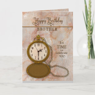 Birthday Brother Pocket Watch and Chain  Card