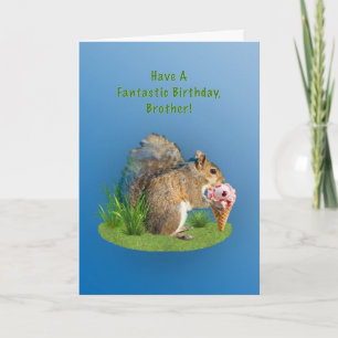 Birthday, Brother, Squirrel With Ice Cream Cone Card