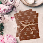 Birthday brown rust white name wrapping paper sheet<br><div class="desc">Elegant,  trendy party wrapping paper sheets. Brown,  rusty backgrounds,  white text. 
Personalise and add a name and age.</div>