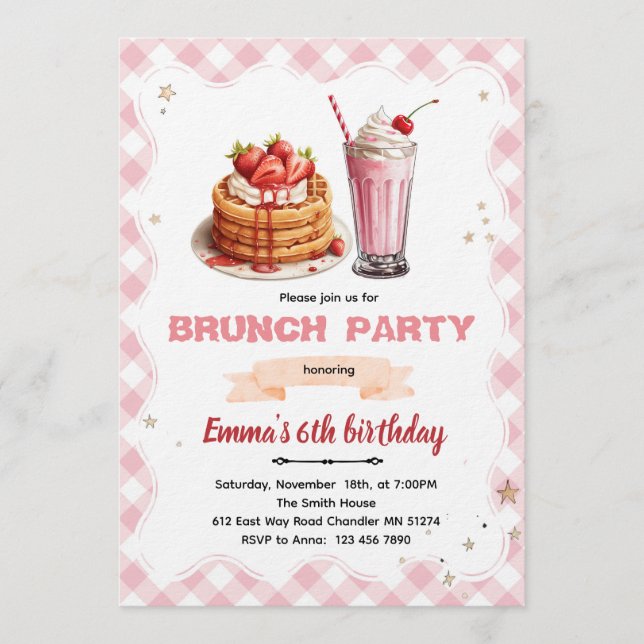 Birthday Brunch party Invitation (Front)