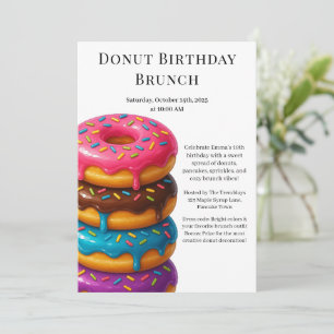 Birthday Brunch Party Pancakes & Donuts Invitation